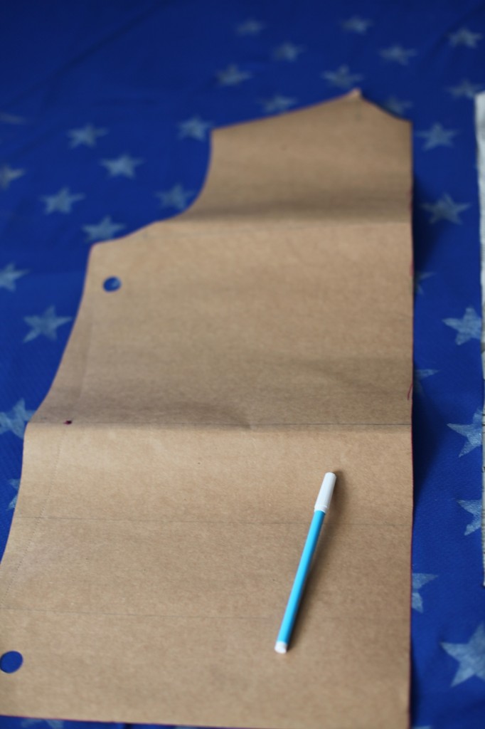 Cutting and Tracing body block for fourth of July pattern