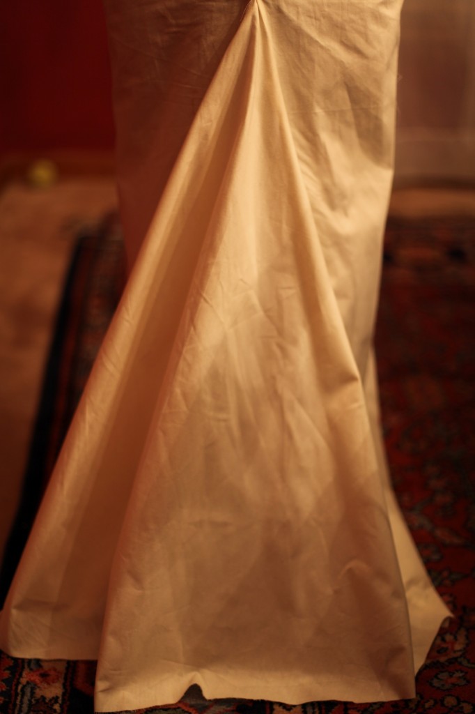 Long Silk and Lace Wedding Dress