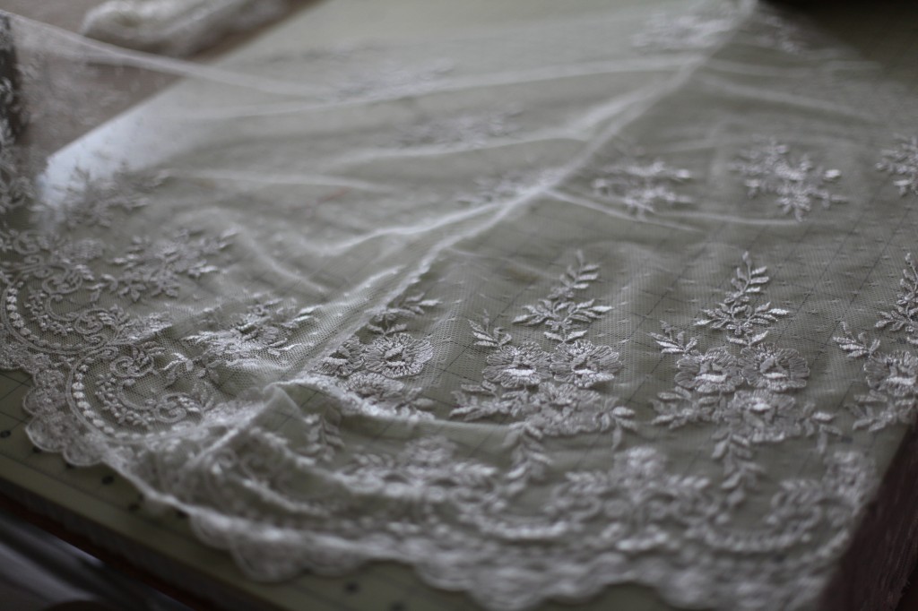 cutting lace for wedding dress