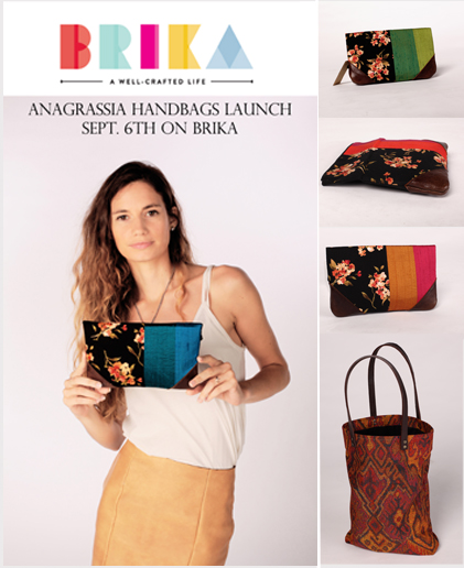 Brika Launch Anagrassia Leather and Silk Handbags Handmade in America