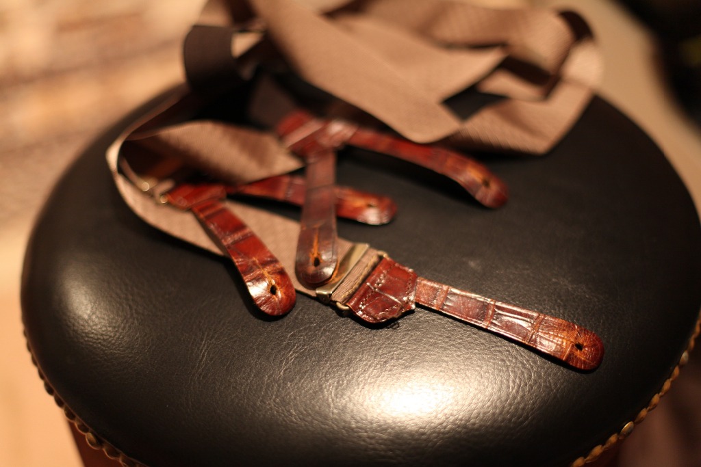 leather suspenders brown