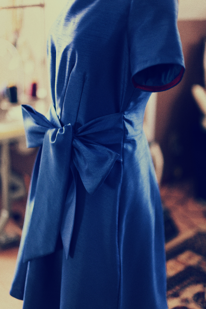 Blue Bridesmaid Dress with bow