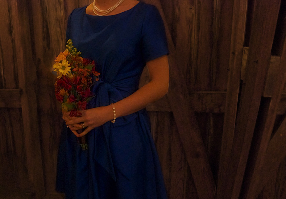 blue bridesmaid dress with bow