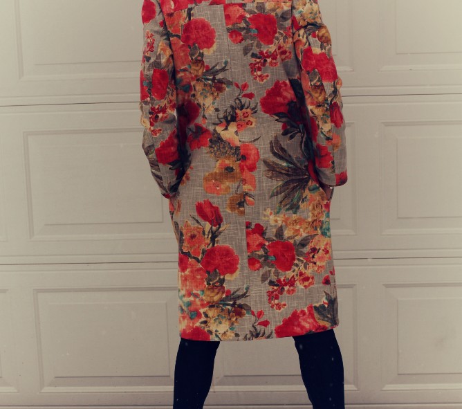 Colorful Floral Cotton Jacket trench coat genuine leather cuffs marusya