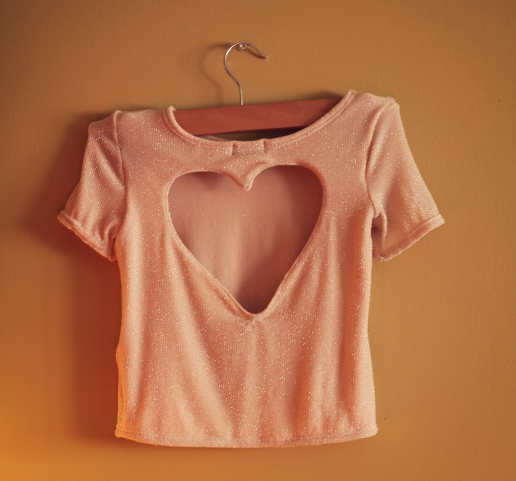 hot pink heart cut out girls t-shirt valentines day marusya