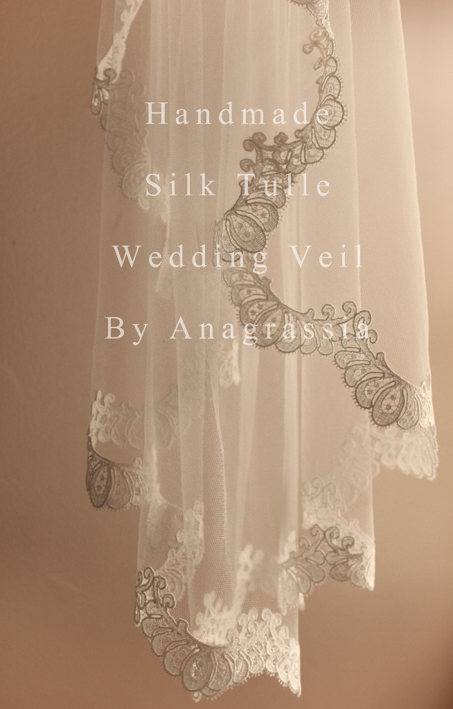Silk tulle wedding veil