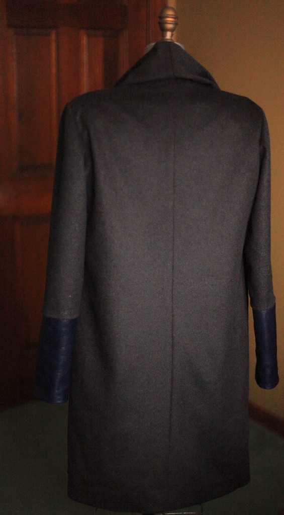 Charcoal 14 Wool and navy leather 1 2011 126 Burdastyle sewing pattern coat