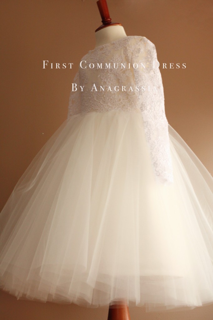 long sleeve lace communion dress