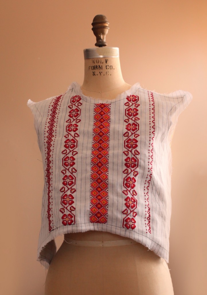 Handmade Ukrainian Burdastyle 02/2015 Floral Embroidered Linen ivory crop top skirt dress for Easter, sewing blog