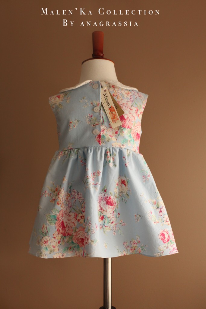 Blue Colorful Floral Pin Tuck Baby Summer Dress