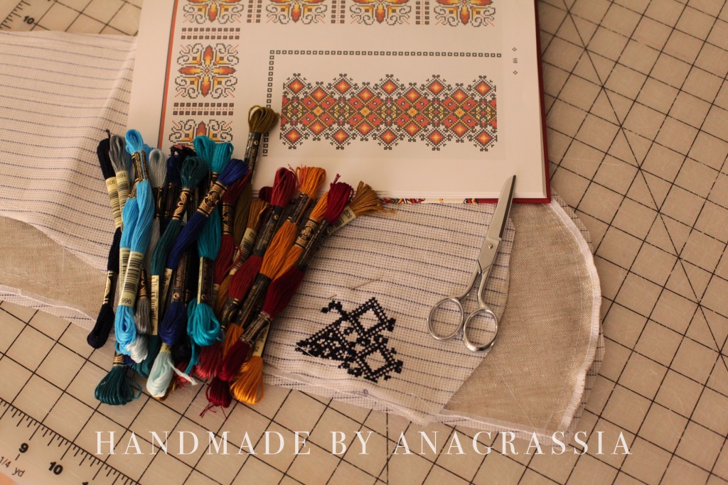 Ukrainian embroidery by hand with DMC thread and linen