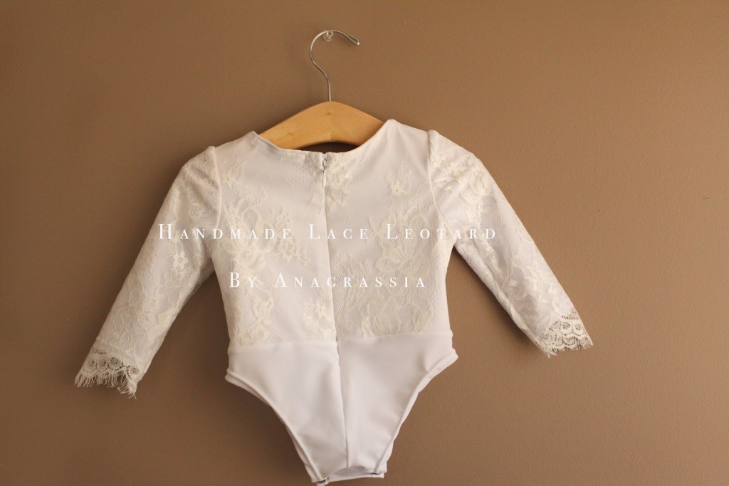 White spandex lining ivory skirt leotard chantilly lace