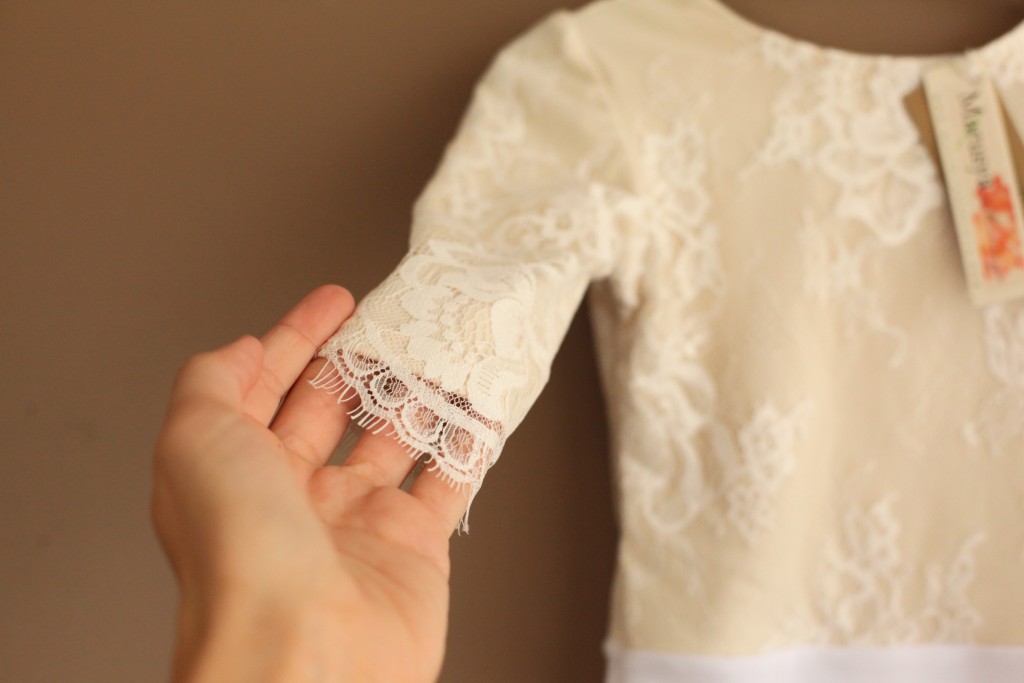 White spandex lining ivory skirt leotard cream chantilly lace