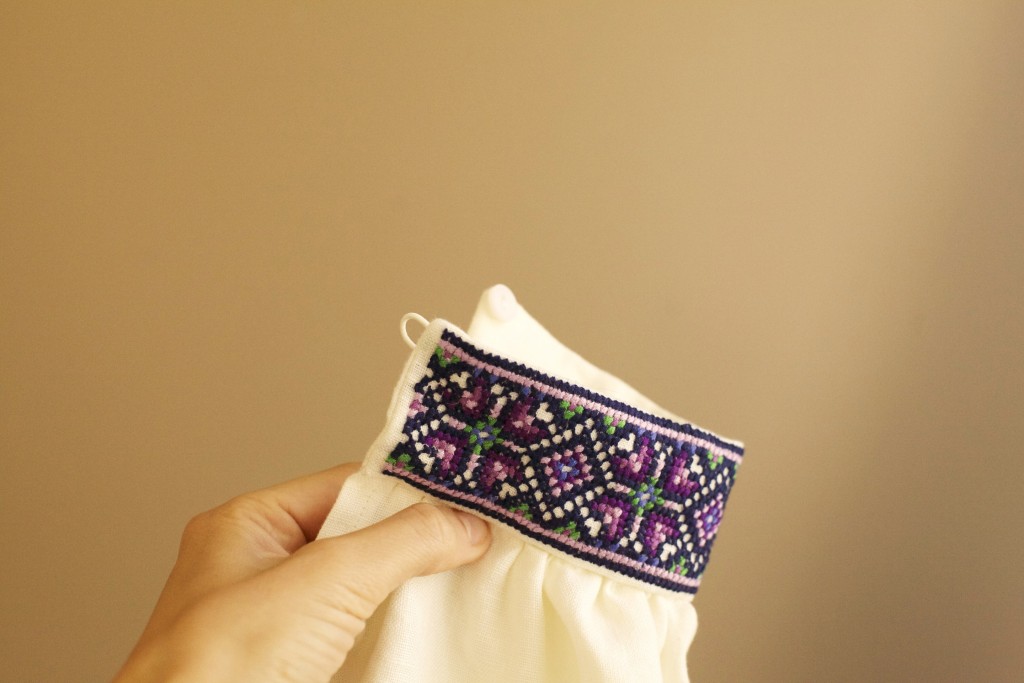 purple green Ukrainian hand embroidered cuffs