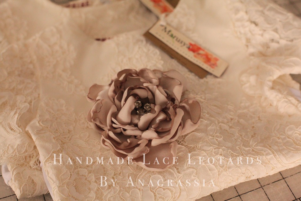 Alencon ivory white lace leotard bridal wedding flower girl dress