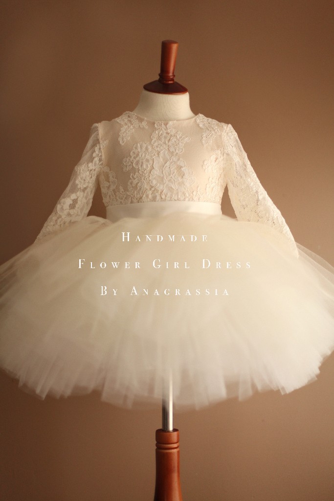 Alencon ivory white lace leotard bridal wedding flower girl dress