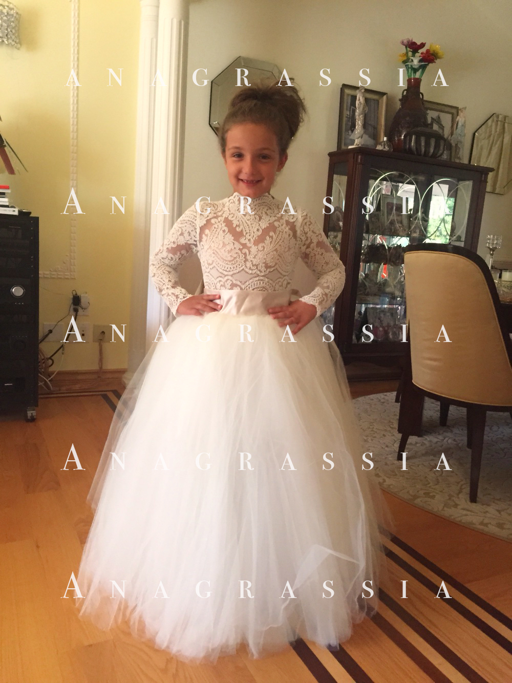 blush Alencon ivory lace leotard bridal wedding flower girl dress