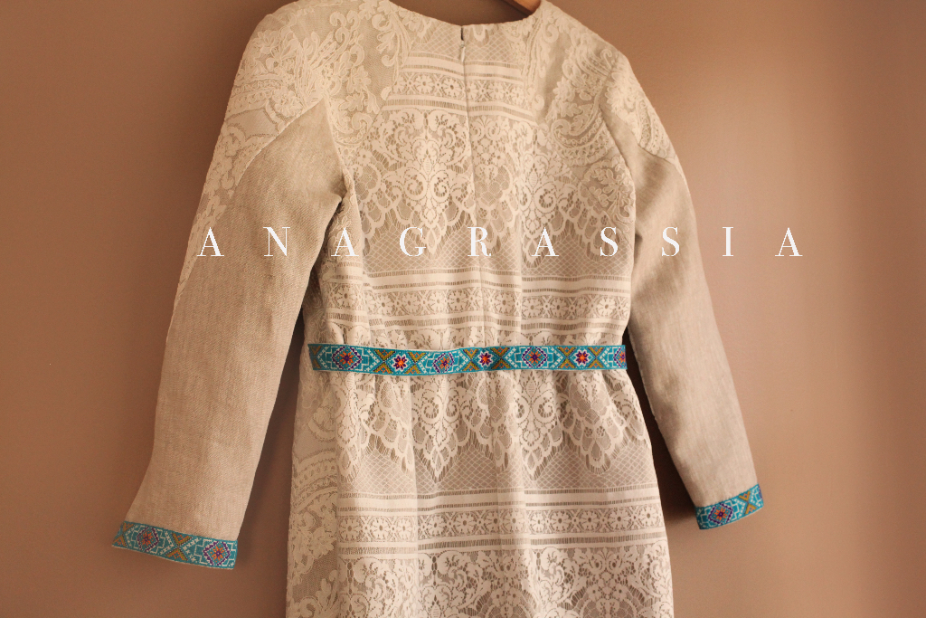 Ukrainian Embroidery Dress Lace Linen Easter