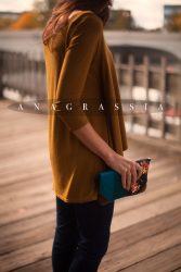 Deep, gold, ochre, green, olive, brown, tunic, blouse, top, cape, style, high low, hem, thick draped, band, banded, elastic, fall, photography, best, anagrassia