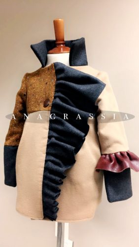 Tweed asymmetrical jacket custom leather