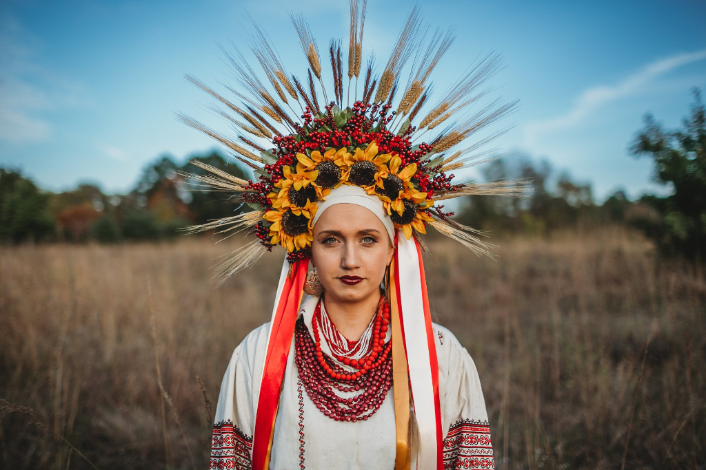 Ukrainian floral authentic wheat headpiece