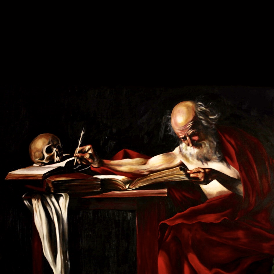 Hand Painted Oil Painting Caravaggio's Saint Jerome for Godfrey Law Offices Best South Bend Indiana Estate Planning Attorney Laywer; Trusts and Wills; Probate