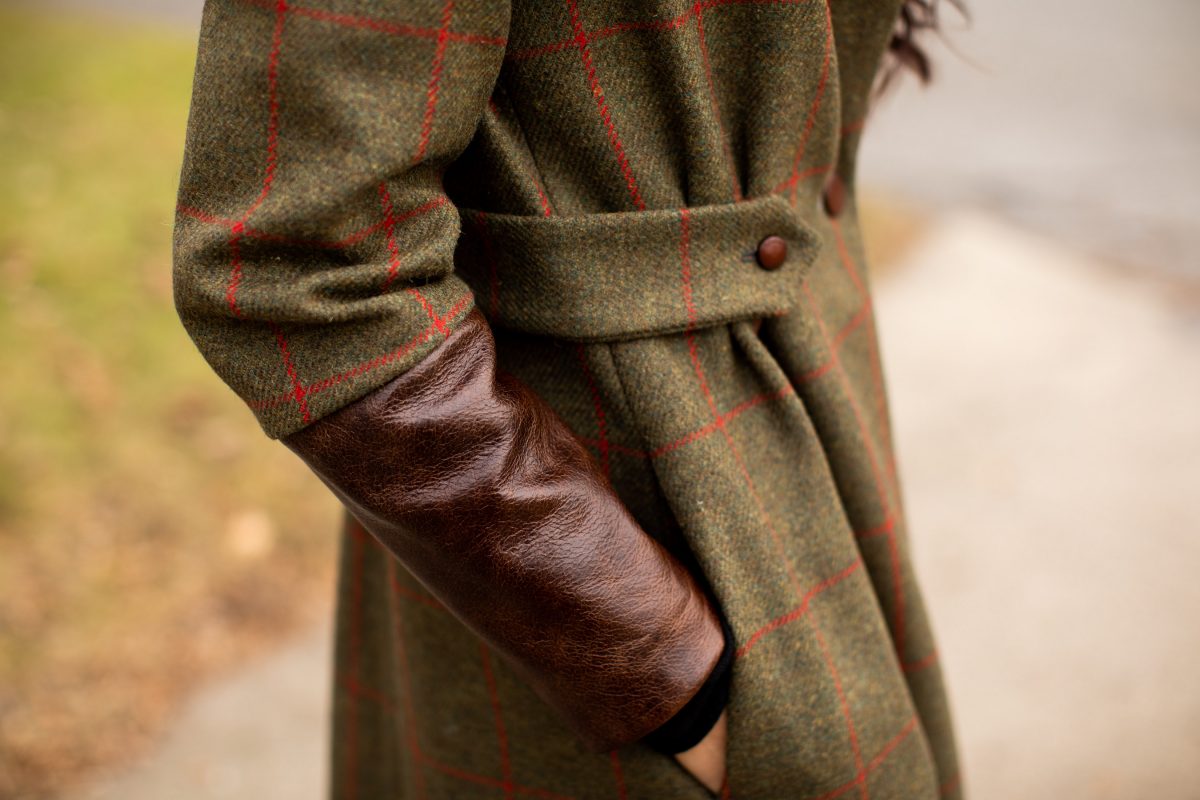 Green wool and leather jacket