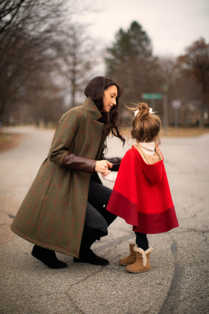 Green wool women's coat