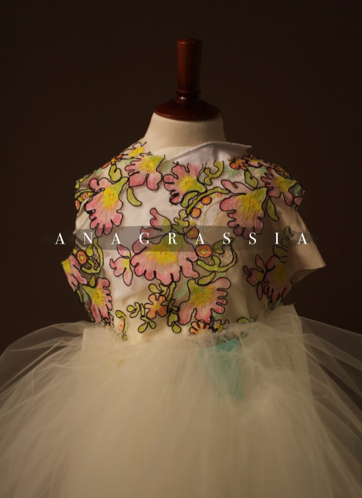 Colorful lace flower girl dress