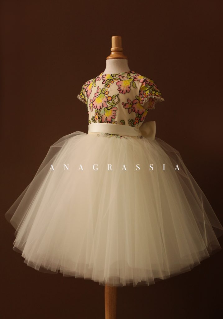 Colorful couture flower girl dress