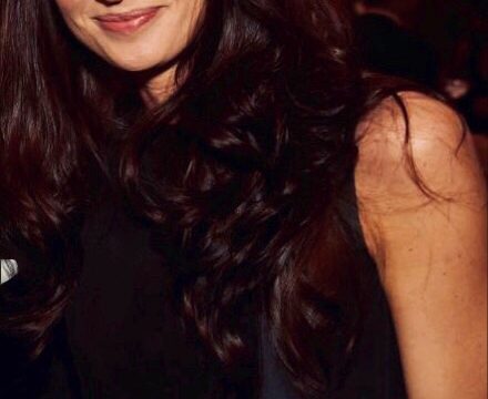 black silk ball gown