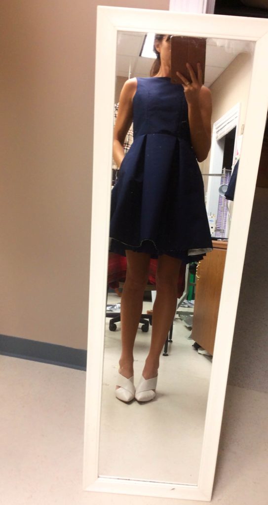 Navy silk faille dress