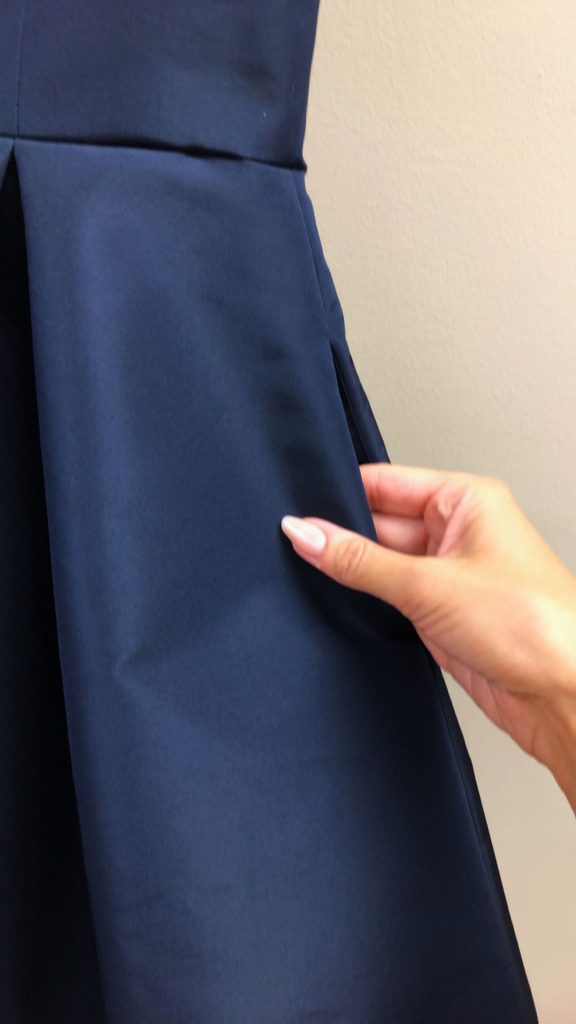 Navy silk faille dress with pockets