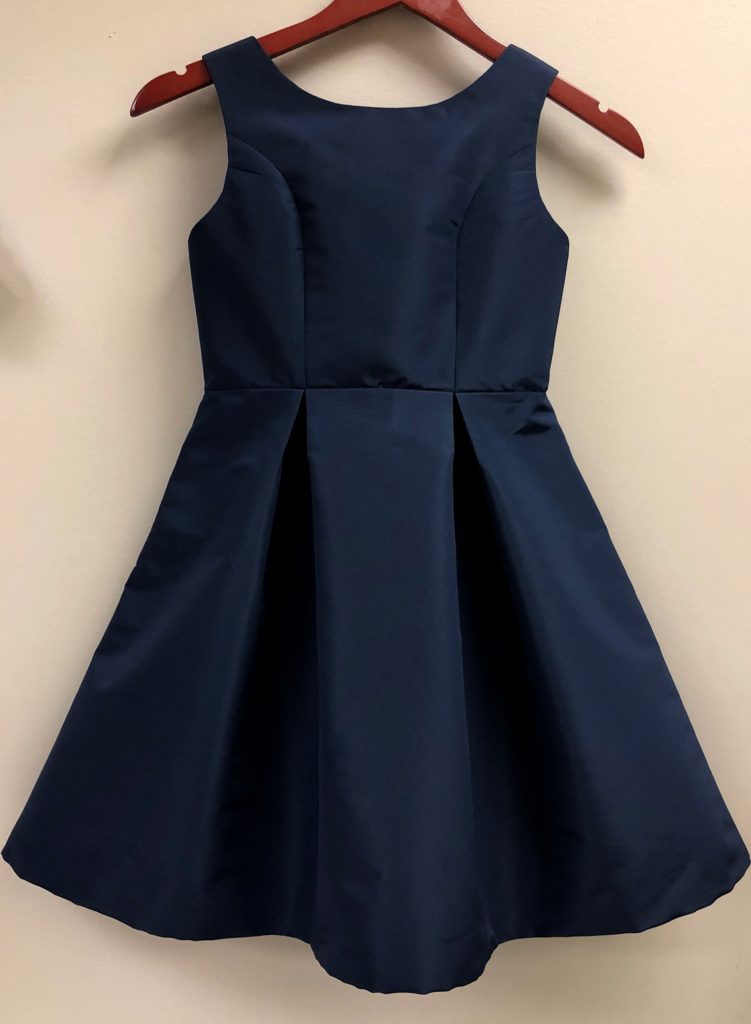 Navy silk faille dress