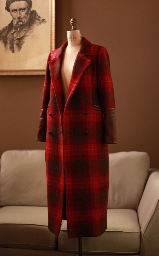 long red plaid coat