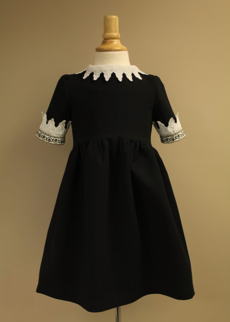 Girls Little Black Dress lace Collar