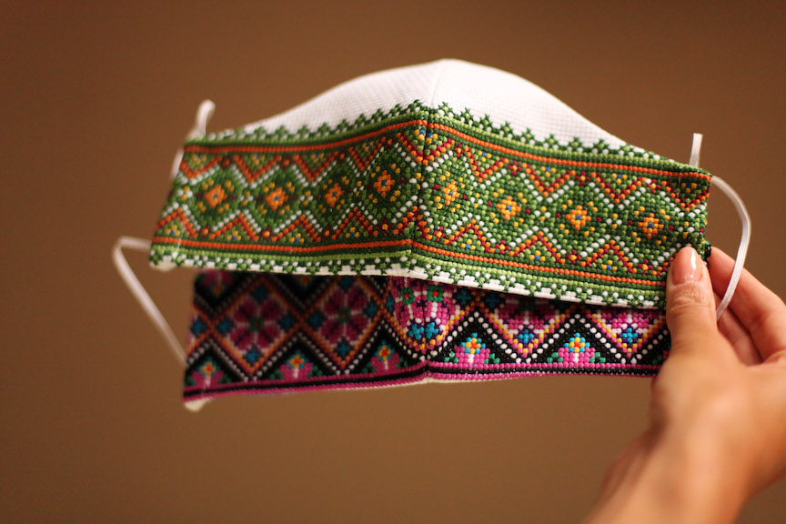 hand embroidered face mask