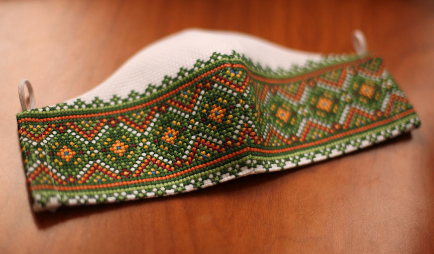 irish embroidered face mask