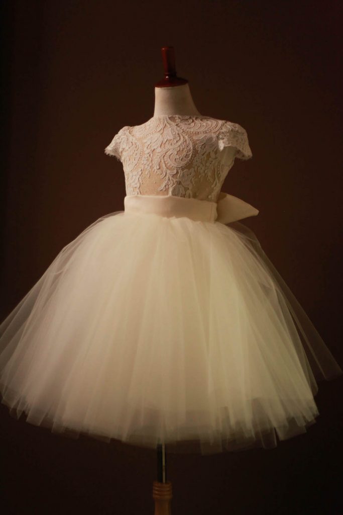 girls lace communion dress with big bow