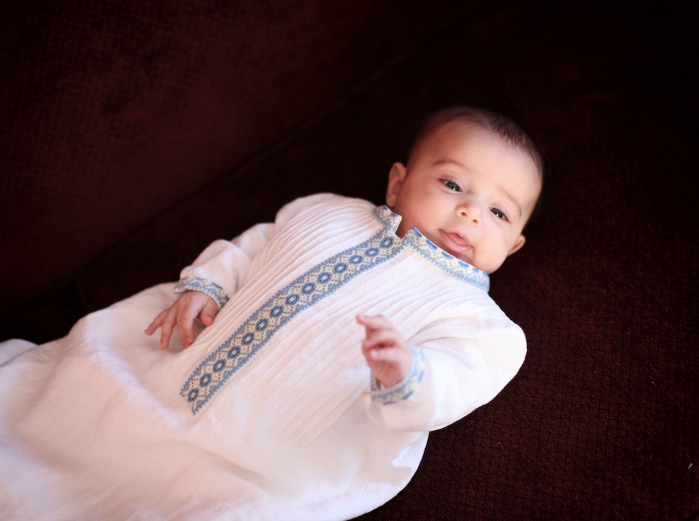 hand embroidered boys Ukrainian christening gown