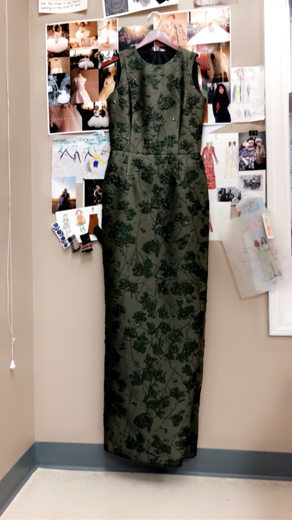 Long dark green gown