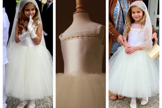 embroidered Ukrainian flower girl communion dress