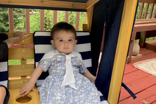 blue white floral toddler sailor dress