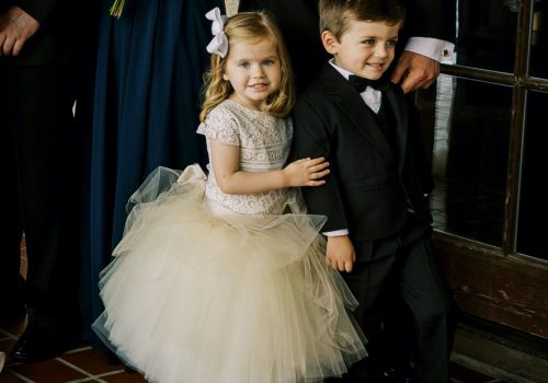 flower girl dress with ivory lace bodysuit and champagne skirt