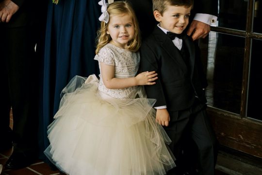 flower girl dress with ivory lace bodysuit and champagne skirt