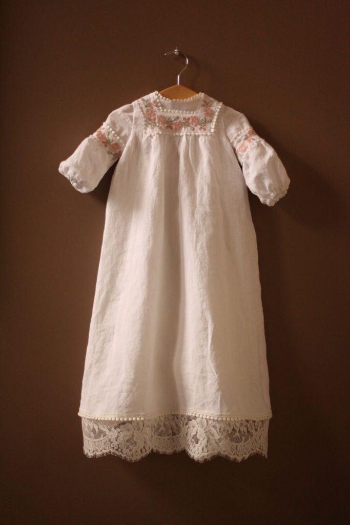 long sleeves baptism gown