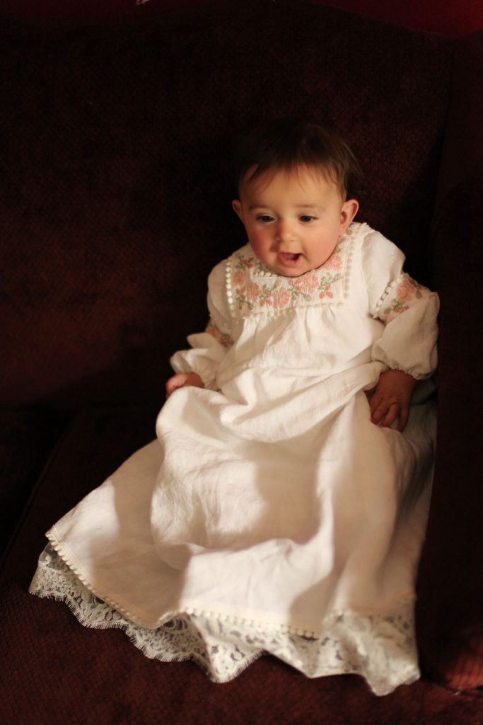 christening gown with long sleeves