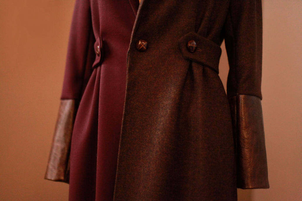 belted brown wool jacket