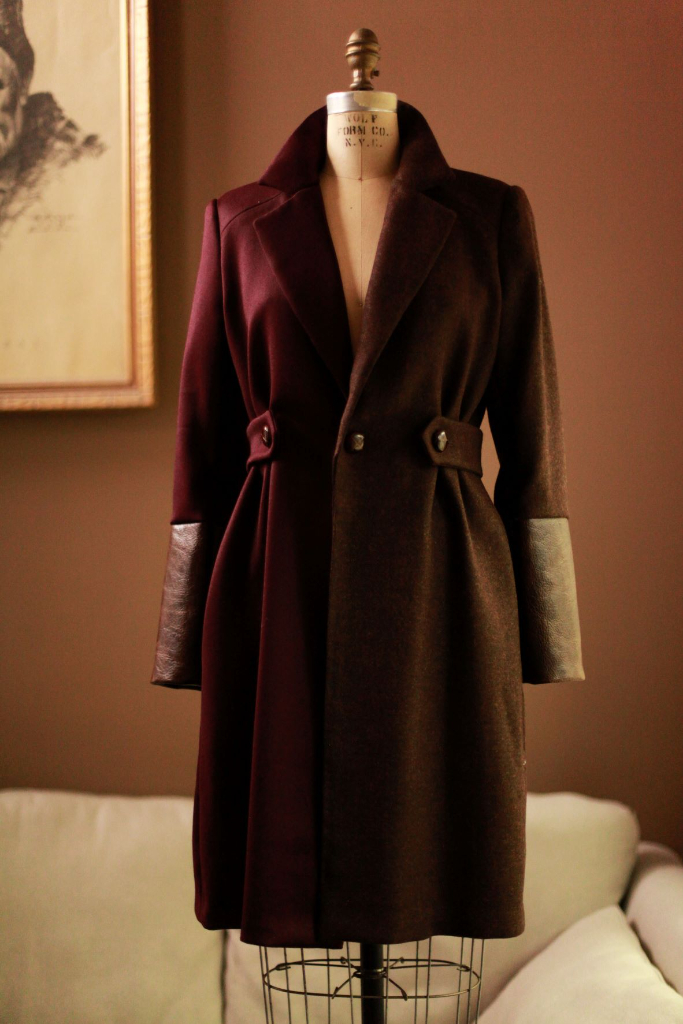 Purple Wool Women's Coat  Couture Dressmaker for Anagrassia