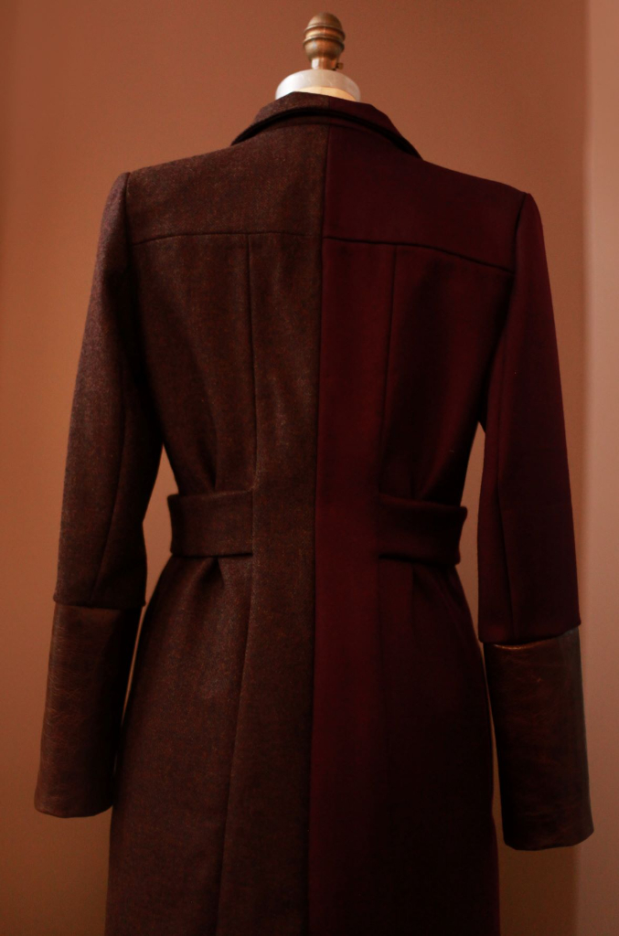 brown color block tweed jacket